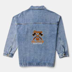 Chaqueta Vaquera Feliz Halloween Caza Hachas Cruzadas Calabaza