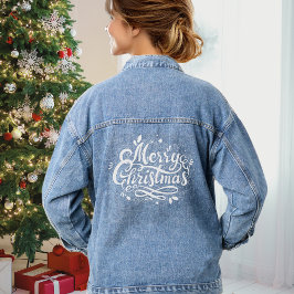 Chaqueta Vaquera Feliz Navidad Elegante tipografía blanca
