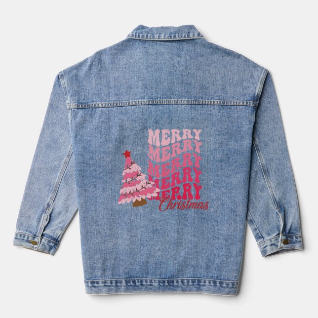 Chaqueta Vaquera Feliz Navidad Navidad Retro Rosa Navidad Navidad F (Reverso )