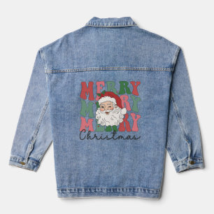 Chaqueta Vaquera Feliz Navidad Papá Noel Retro Groovy Navidad