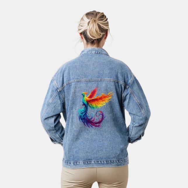 Chaqueta Vaquera Fénix arcoíris alzándose con el orgullo LGBTQ (Modelo)