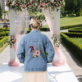 Chaqueta Vaquera Fiesta de Bachelorette de Monograma Floral Antiguo
