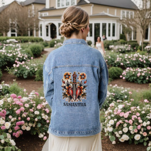 Chaqueta Vaquera Fiesta de la Bachelorette Retro del corazón con es