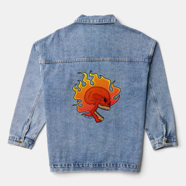 Chaqueta Vaquera Flaming Skull Screwball Graphics (Reverso )