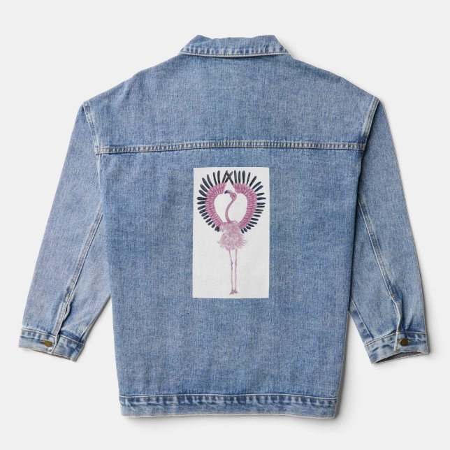 Chaqueta Vaquera Flamingo rosa en la cresta de ballet (Reverso )