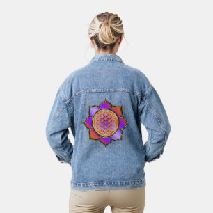 Chaqueta Vaquera Flor de la Vida - Loto Violeta Naranja