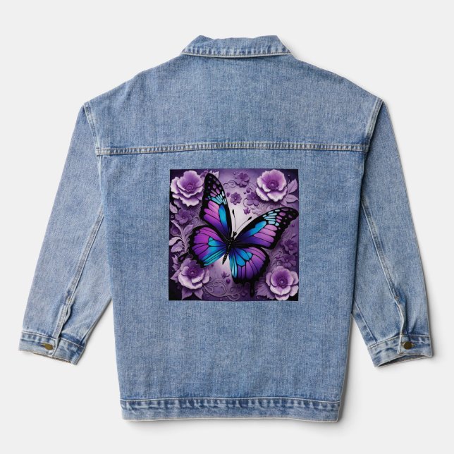 Chaqueta Vaquera Flor de mariposa morada (Reverso )