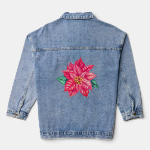 Chaqueta Vaquera Flor de Poinsettia de Acuarela Navideña-74545