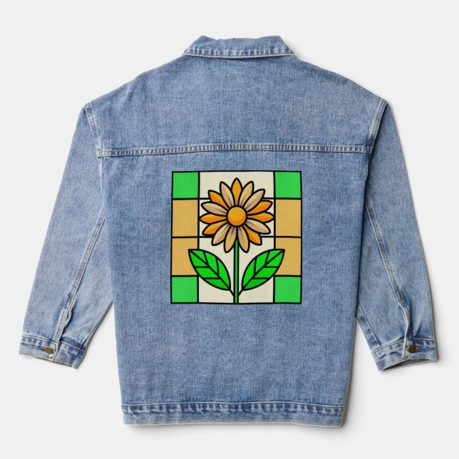 Chaqueta Vaquera Flor de vidrio manchado (Reverso )