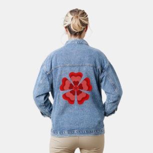 Chaqueta Vaquera Flor Estilizada Retro Roja