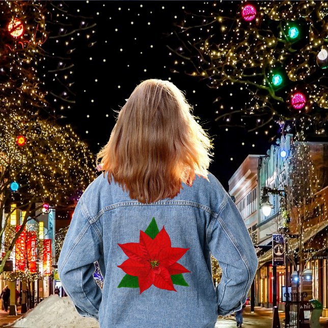 Chaqueta Vaquera Flor grande de poinsettia roja (Subido por el creador)