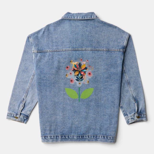 Chaqueta Vaquera Flor retro en Denim Jacket (Reverso )