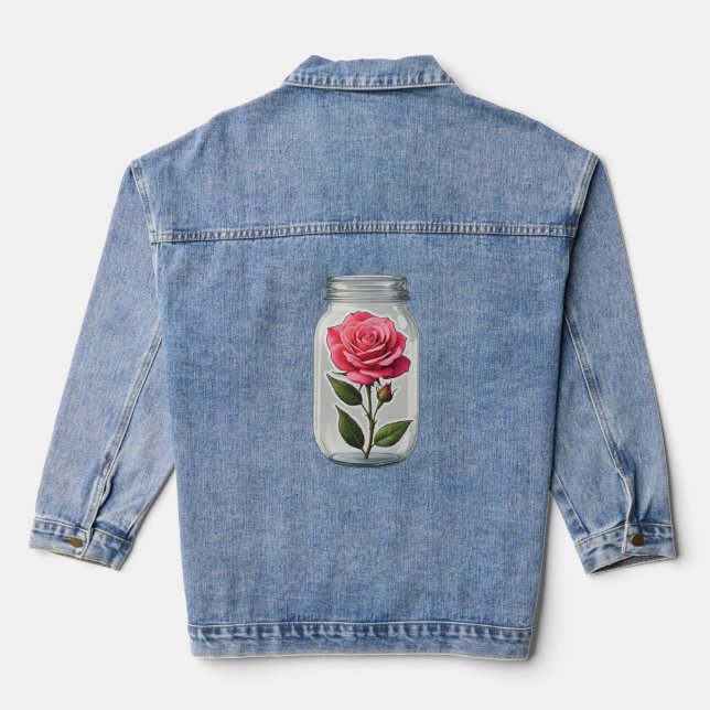 Chaqueta Vaquera Flor Rosa En Una Botella De Vidrio (Reverso )