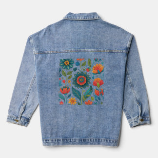 Chaqueta Vaquera Floral Kaleidoscope Garden - Vibrant Nature Art
