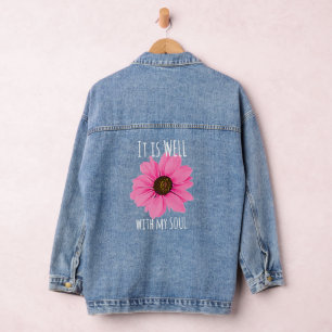 Chaqueta Vaquera Floral Rosa Está Bien Con Mi Alma Inspirador