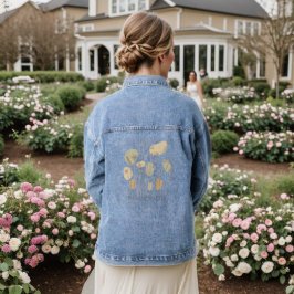 Chaqueta Vaquera Florece Suavemente - Arte de Línea de Flores Silve