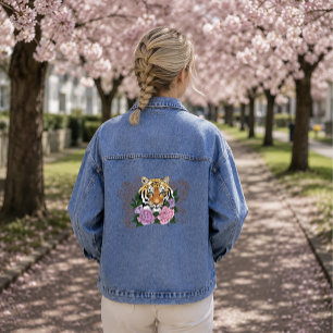 Chaqueta Vaquera Flores Botánicas de Henna Floral Tigre Verde