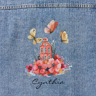 Chaqueta Vaquera Flores de acuarela de algodón y mariposas de cuent