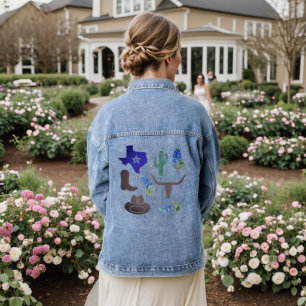 Chaqueta Vaquera Flores de Bluebonnets de la bandera de Texas