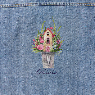 Chaqueta Vaquera Flores de color de agua de algodón de cuentos de h