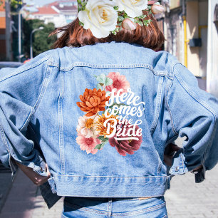 Chaqueta Vaquera Flores de color de agua Moda de novia floral