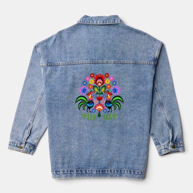 Chaqueta Vaquera Flores de diseño polacas. (Reverso )
