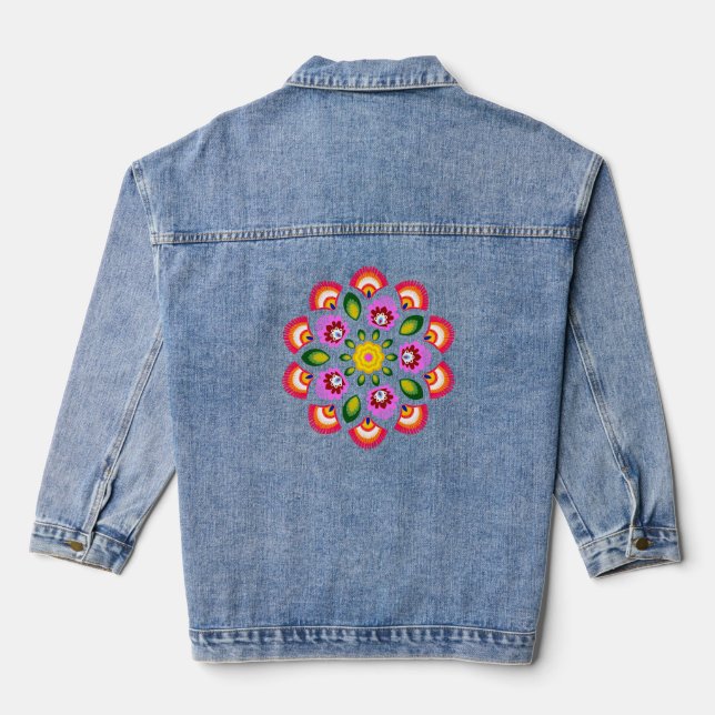 Chaqueta Vaquera Flores de diseño polacas. (Reverso )