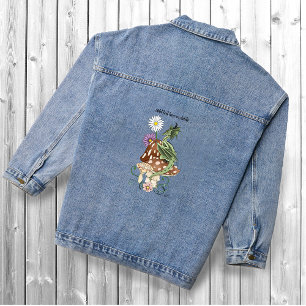 Chaqueta Vaquera Flores de Hongo de Dragón de Fantasía Verde Capric
