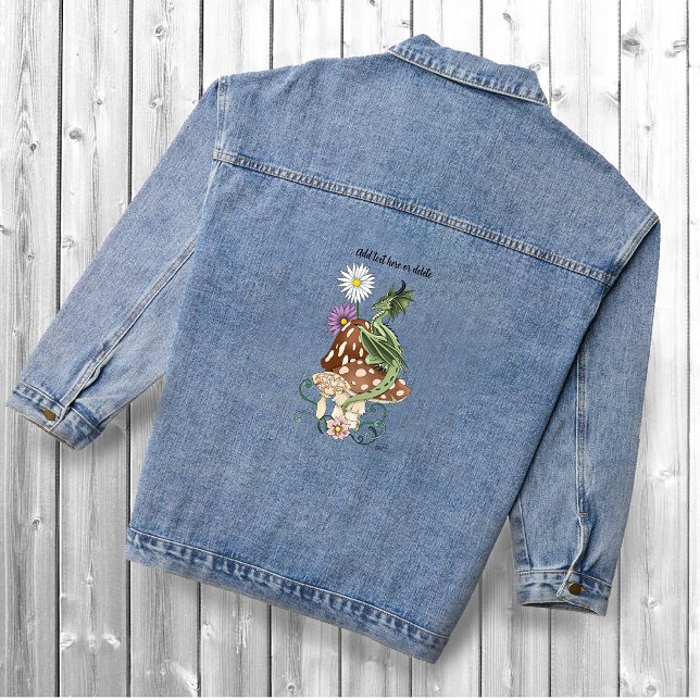 Chaqueta Vaquera Flores de Hongo de Dragón de Fantasía Verde Capric (Subido por el creador)