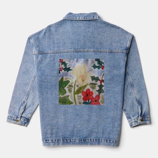 Chaqueta Vaquera Flores de invierno y acebo  (Reverso )