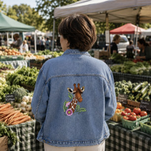 Chaqueta Vaquera Flores de Jirafa Amarillas Tiernas Fauna