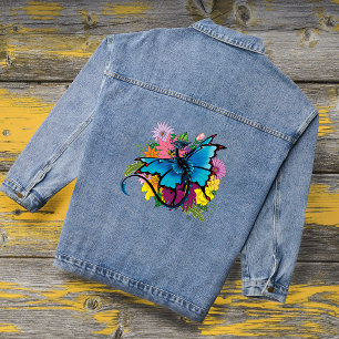 Chaqueta Vaquera Flores de mariposa azul Dragon