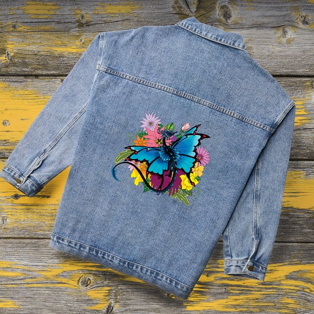 Chaqueta Vaquera Flores de mariposa azul Dragon (Subido por el creador)