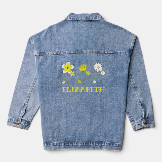 Chaqueta Vaquera Flores de mariposa personalizadas (Reverso )