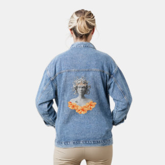 Chaqueta Vaquera Flores Naranjas de mitología griega Medusa Gorgon