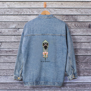 Chaqueta Vaquera Flores Rosa Avestruz Verde Oliva Art Déco