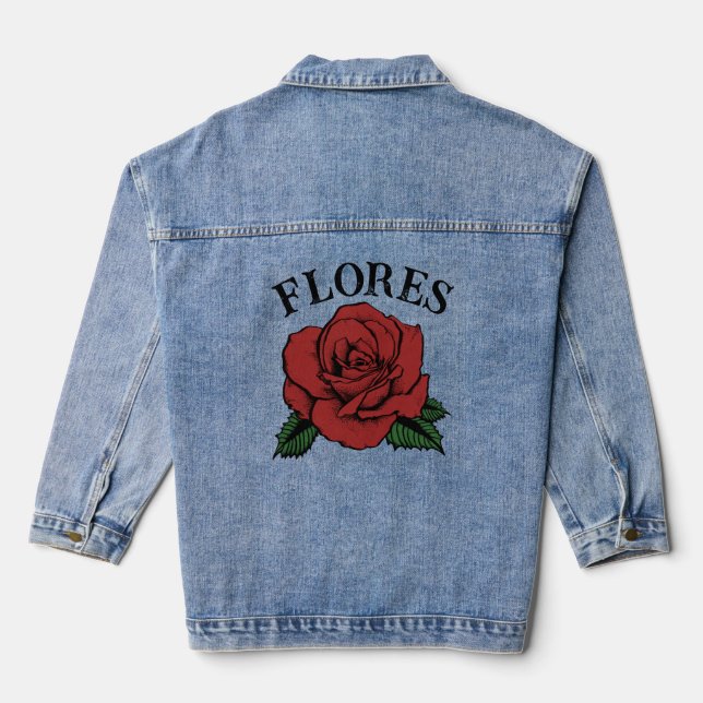 Chaqueta Vaquera flores rosa roja (Reverso )