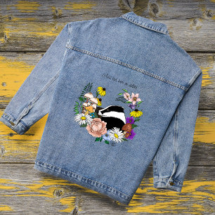 Chaqueta Vaquera Flores Silvestres de Tejón de Bosque Hongos Verde 