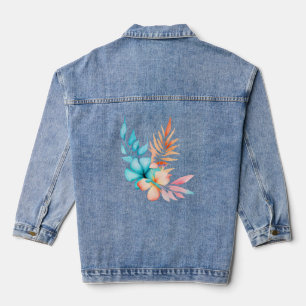 Chaqueta Vaquera Flores y hojas tropicales