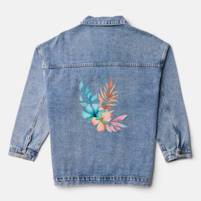 Chaqueta Vaquera Flores y hojas tropicales (Reverso )