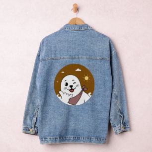 Chaqueta Vaquera Foca Guiñando con Pañuelo Haciendo el Signo Shaka