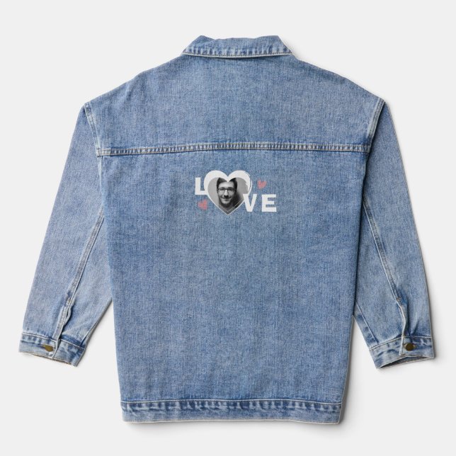 Chaqueta Vaquera Foto de forma de amor personalizada (Reverso )