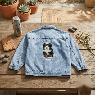 Chaqueta Vaquera Foto personalizada con el nombre de tu perro