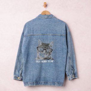 Chaqueta Vaquera Fotografía del gato Nerdy Denim jacket para amante
