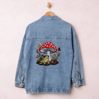 Chaqueta Vaquera Frog Mushroom faux Patch Jean Jacket
