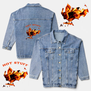Chaqueta Vaquera Fuego fotográfico de llamas calientes deslumbrante