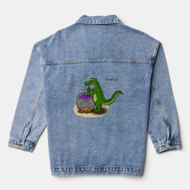 Chaqueta Vaquera Fundido personalizado de cocina de caimanes verdes (Reverso )