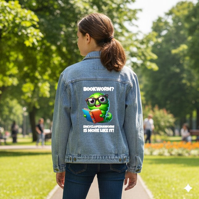 Chaqueta Vaquera Funny Bookworm? Encyclopediaworm is More Like It! (Funny Bookworm? Encyclopediaworm is More Like It! Denim Jacket Cover Photo)