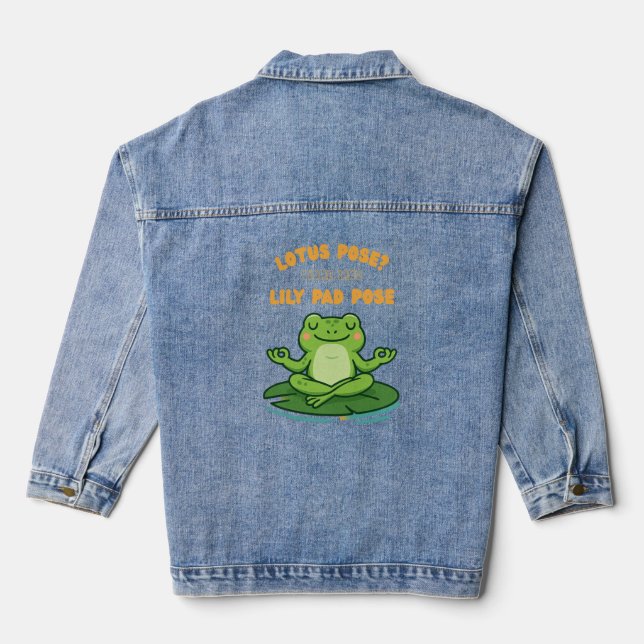 Chaqueta Vaquera Funny Frog Yoga Personalizado Lotus Lily Pad Pose  (Reverso )