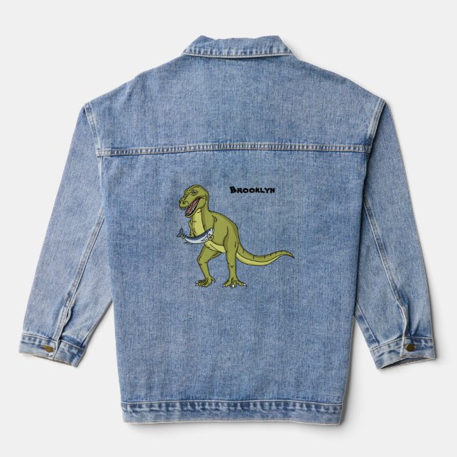 Chaqueta Vaquera Funny T rex dinosaur ilustracion (Reverso )